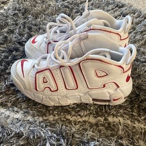 White and red Nike uptempo